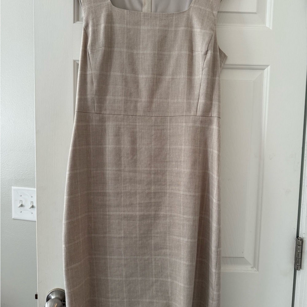 Ann Taylor Tan Ribbed Sheath Midi Dress
